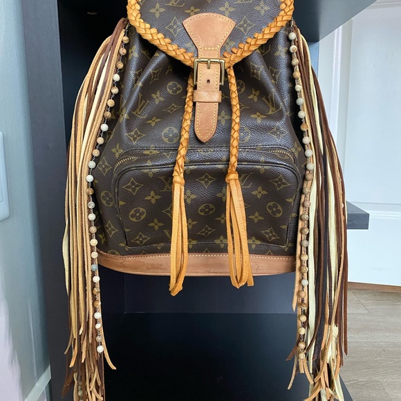 Blonde Fringe Boho Louis Vuitton Backpack - Picture 2 of 3